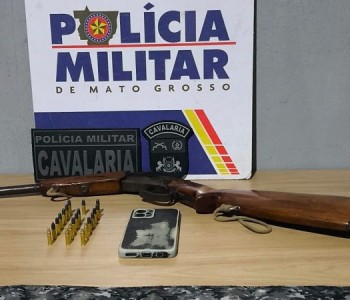 Cavalaria apreende espingarda e muni��es ap�s den�ncia de tiros em MT